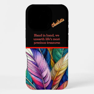Vibrant Watercolor Feathers in an Artistic Display iPhone 16 Pro Max Case