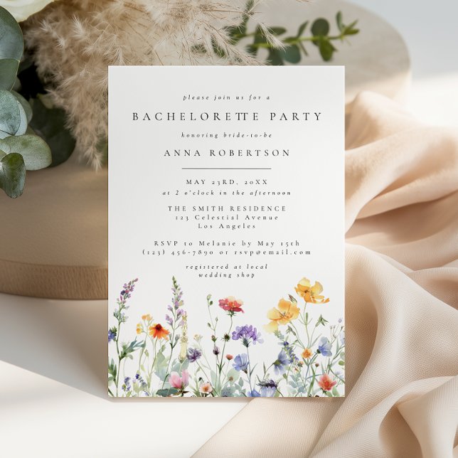 Vibrant Watercolor Floral Bachelorette Party Invitation (Creator Uploaded)