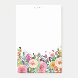 Vibrant Watercolor Floral Blooms Personalised Post-it Notes