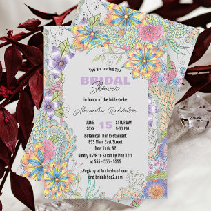 Vibrant Watercolor Floral Botanical Bridal Shower Invitation