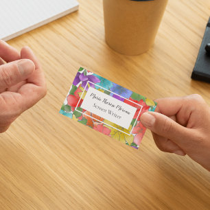 Vibrant Watercolor Floral Business Card