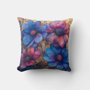 Vibrant Watercolor Floral Cushion