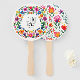 Vibrant Watercolor Floral Fiesta Wedding Favour Hand Fan