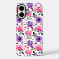 Vibrant Watercolor Floral Pattern in Pink & Purple