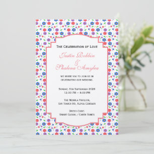 Vibrant Watercolor Floral Pattern Wildflowers Invitation