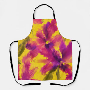 Vibrant Watercolor Floral Seamless Pattern Apron