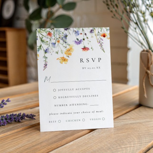 Vibrant Watercolor Floral Wedding RSVP Card (Creator Uploaded)