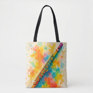 Vibrant Watercolor Flute Custom Tote Bag