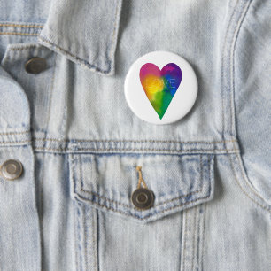 Vibrant Watercolor Heart "Love" 6 Cm Round Badge