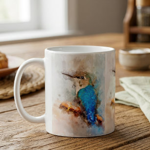 Vibrant Watercolor Hummingbird Bird on a branch Coffee Mug