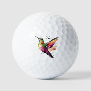 Vibrant Watercolor Hummingbird Illustration Golf Balls