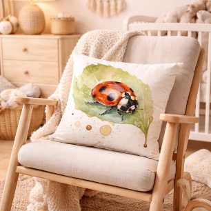 Vibrant Watercolor Ladybug Garden Art Cushion