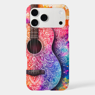 Vibrant Watercolor Mandala Acoustic Guitar
