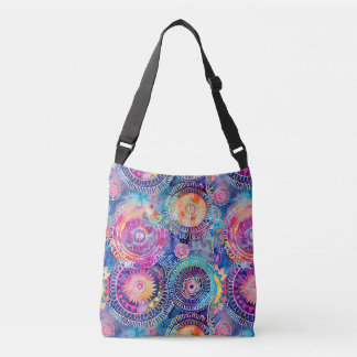 Vibrant Watercolor Mandala Crossbody Bag