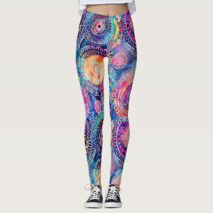 Vibrant Watercolor Mandala  Leggings