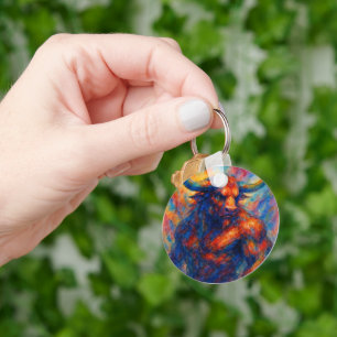Vibrant Watercolor Minotaur Key Ring