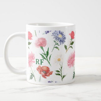 Vibrant Watercolor Multicolor Floral Pattern Large Coffee Mug