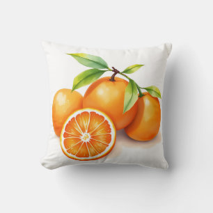 Vibrant Watercolor Oranges Cushion