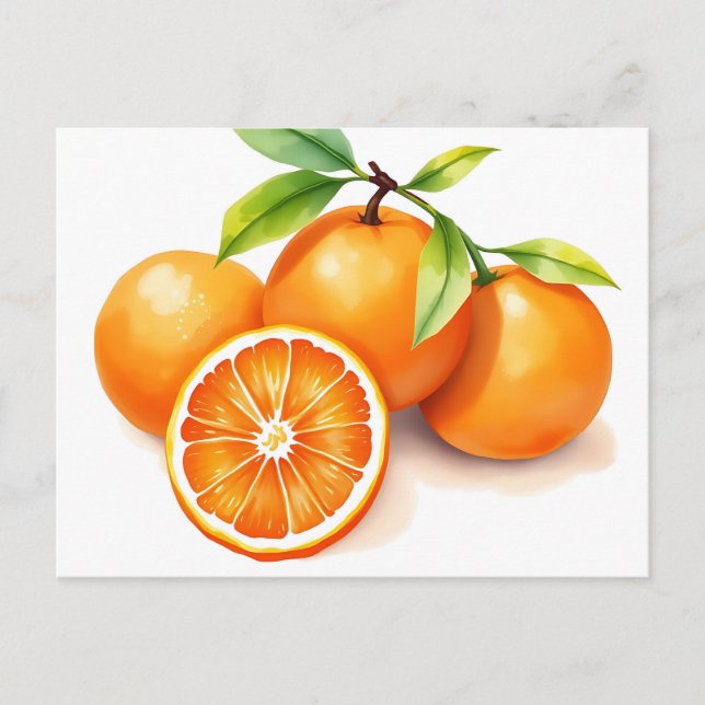 Vibrant Watercolor Oranges  Postcard (Front)