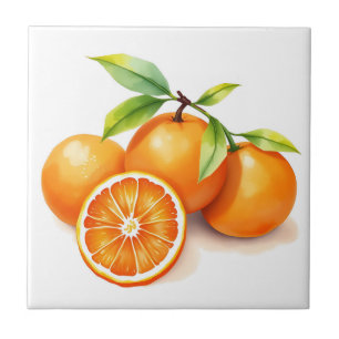 Vibrant Watercolor Oranges Tile