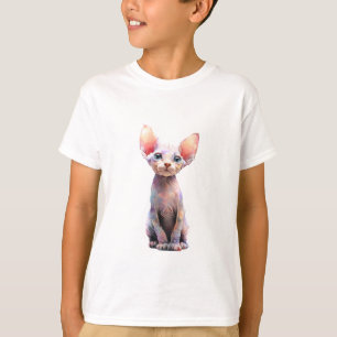 Vibrant Watercolor Pastel Sphynx Cat Kids T-Shirt