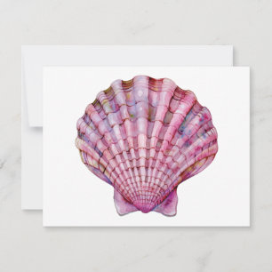 Vibrant watercolor pink seashell illustration card