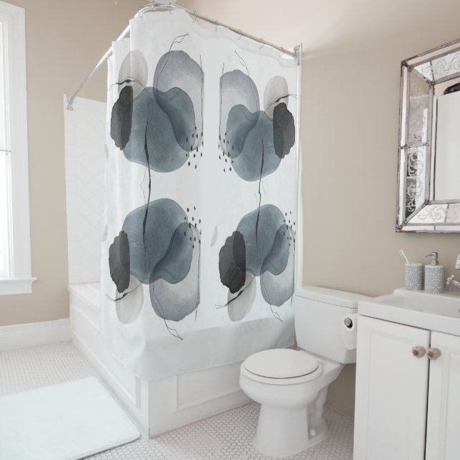 "Vibrant Watercolor Splash" Abstract  Shower Curtain (In Situ)