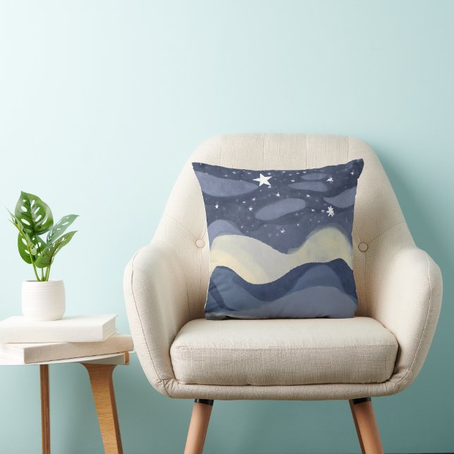 Vibrant Watercolor Star Shining Throw Pillow  (Creator Uploaded)