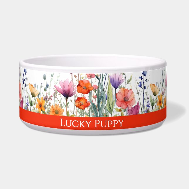 Vibrant Watercolor Wildflowers Custom Dog (Right)