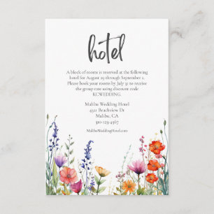 Vibrant Watercolor Wildflowers Wedding Hotel Enclosure Card