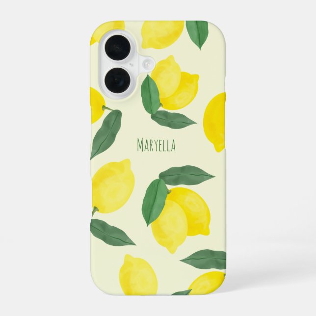 Vibrant Watercolor Yellow Lemons  iPhone 16 Case (Back)