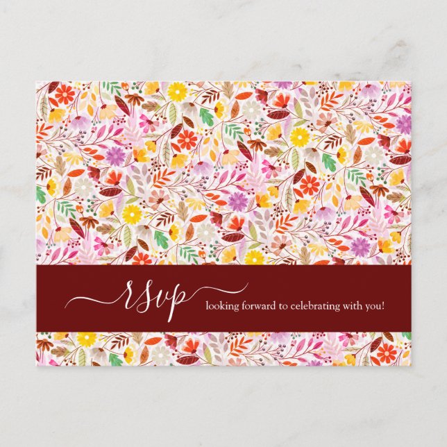 Vibrant Watercolors Summer Tulip Flowers Wedding Postcard (Front)
