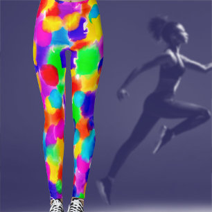 Vibrant Watercolour Rainbow Leggings