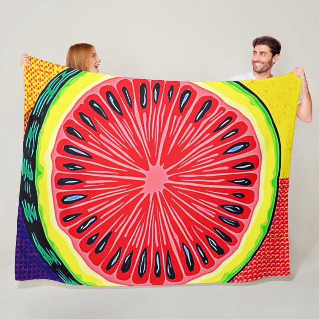 Vibrant Watermelon Pop Art Fleece Blanket (In Situ)