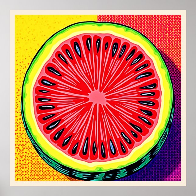 Vibrant Watermelon Pop Art Poster (Front)