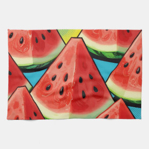 Vibrant Watermelon Slices Pop Art Tea Towel