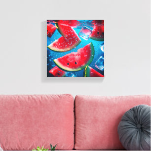 Vibrant Watermelon Slices Underwater – Refreshing  Canvas Print