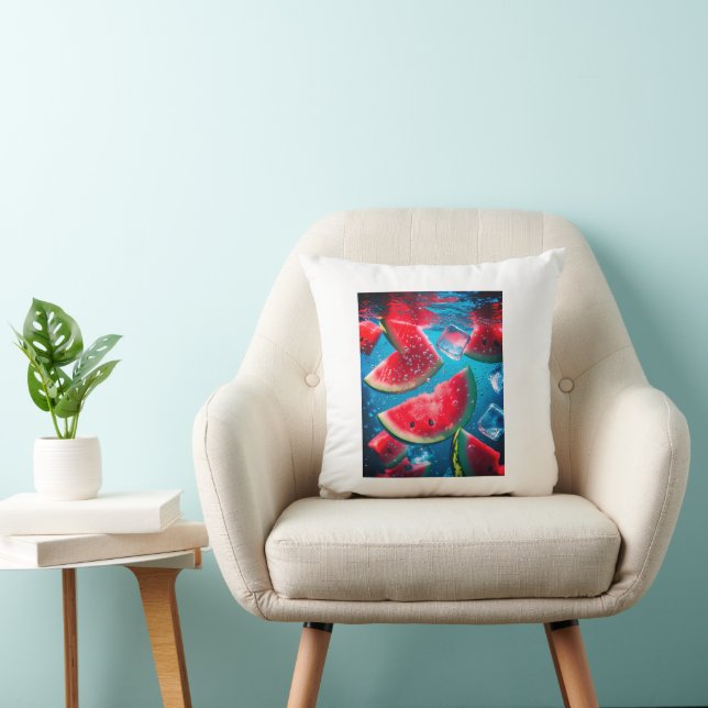 Vibrant Watermelon Slices Underwater – Refreshing  Cushion (Chair)