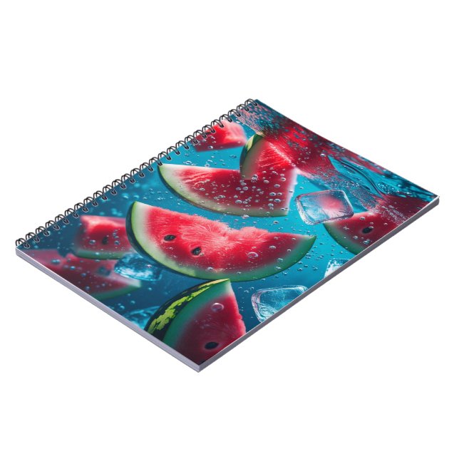Vibrant Watermelon Slices Underwater – Refreshing  Notebook (Left Side)