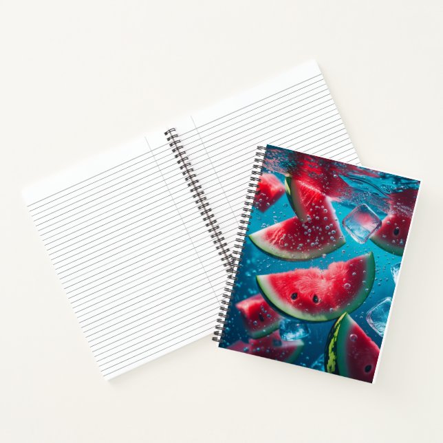 Vibrant Watermelon Slices Underwater – Refreshing  Notebook (Inside)
