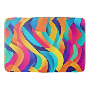 Vibrant Wavy Abstract Art Bath Mat