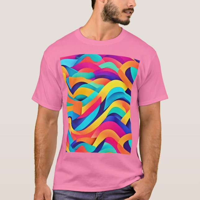 Vibrant Wavy Abstract Art T-Shirt (Front)