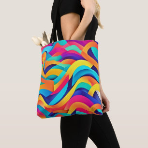 Vibrant Wavy Abstract Art Tote Bag