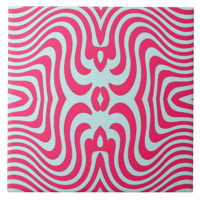 Vibrant Wavy Symmetry Design Tile (Front)