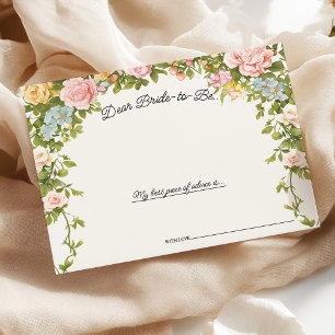 Vibrant Whimsical Floral Bridal Shower Advice Card