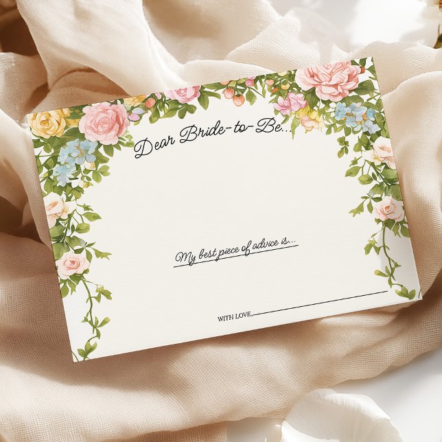 Vibrant Whimsical Floral Bridal Shower Advice Card (Creator Uploaded)