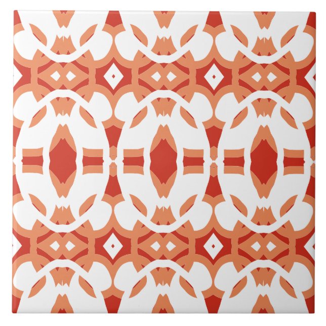 Vibrant white & red classic pattern   tile (Front)