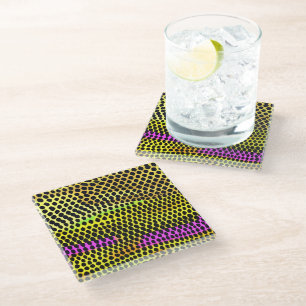 "Vibrant Wilderness" Colourful Abstract Print Glass Coaster