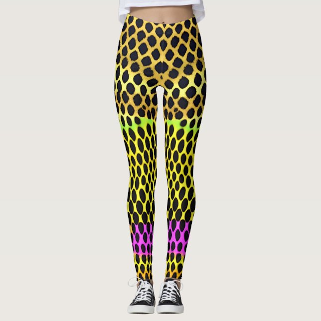"Vibrant Wilderness" Colourful Abstract Print Leggings (Front)