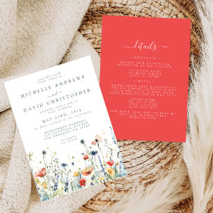 Vibrant Wildflower All in One Wedding Invitation